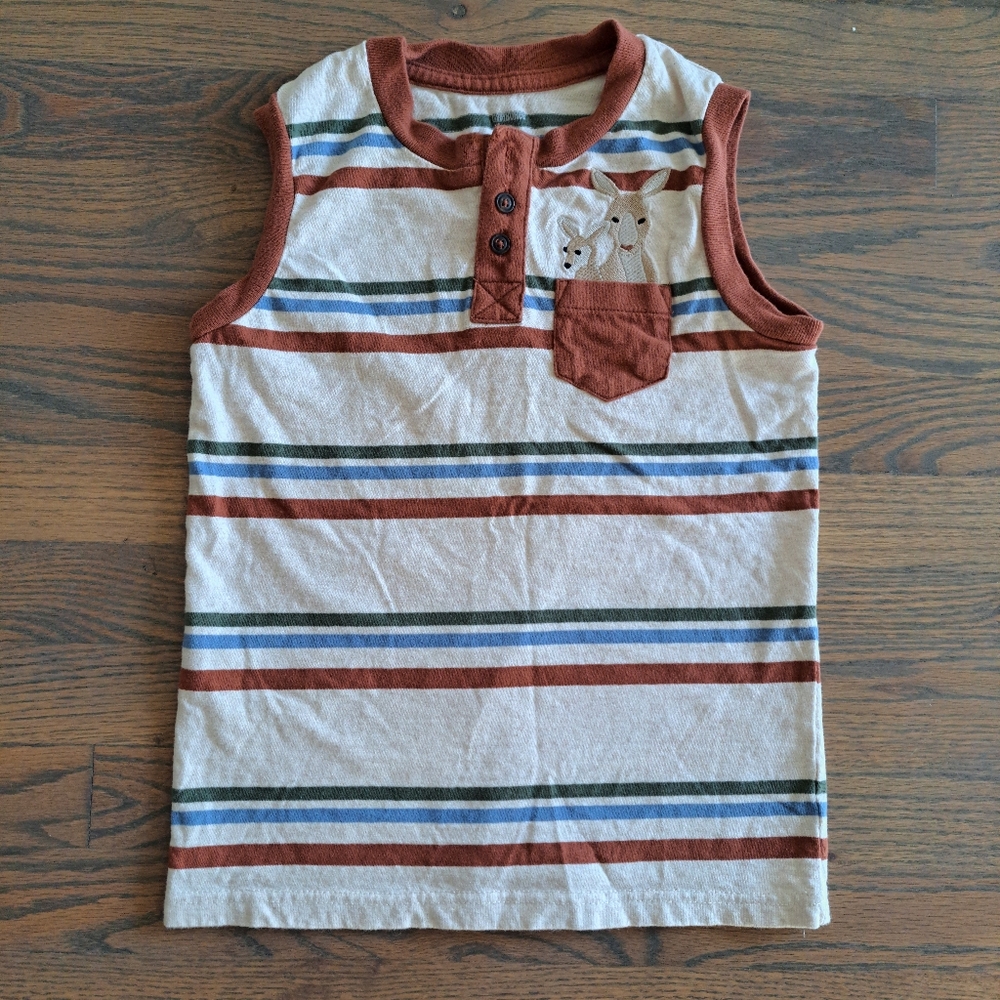 NWOT Gymboree Outback Adventure Boys Striped Kangaroo Pocket Tank Top, Size 7